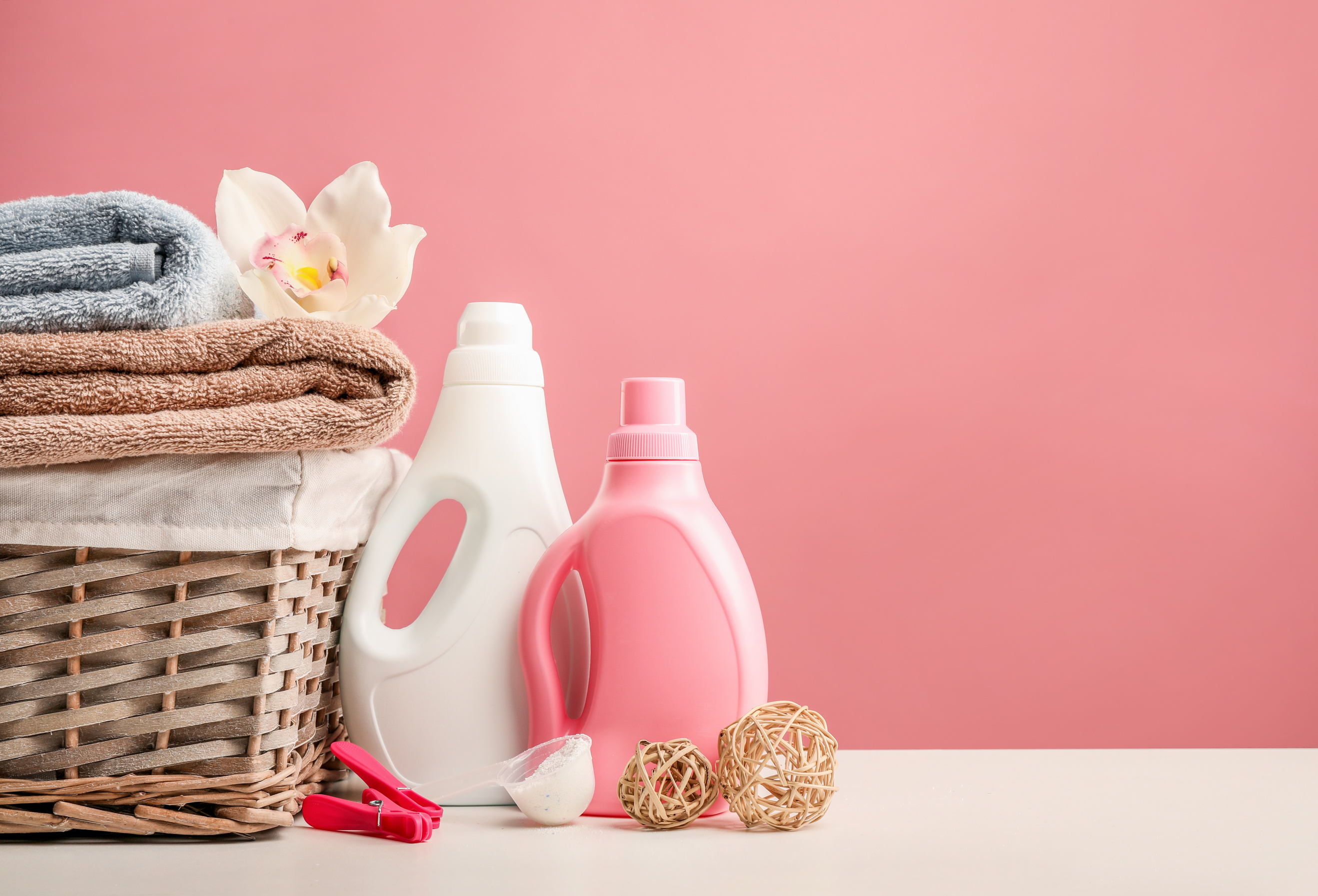 Washing powder on pink background