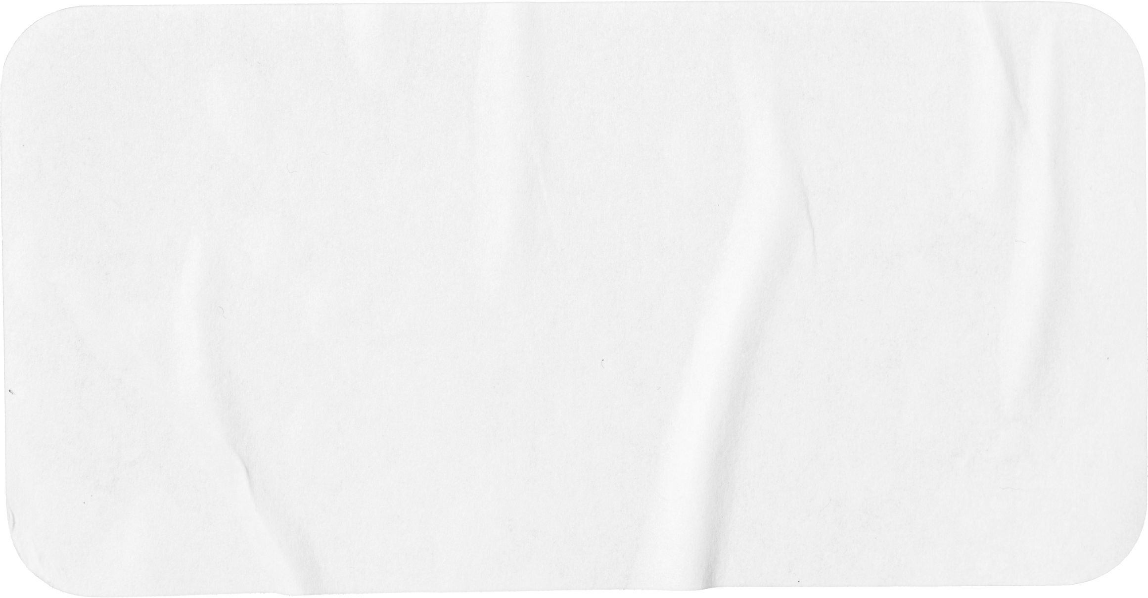 Crumpled paper sheet isolated. Rectangle shape with rounded edges